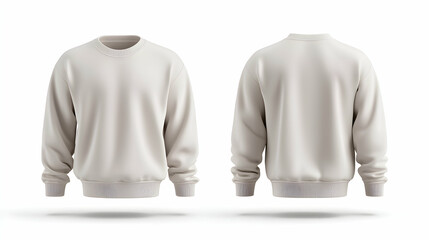 Beige Crewneck Sweater Mockup Front and Back View