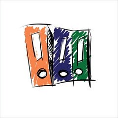 Colourful doodle design of office document folders