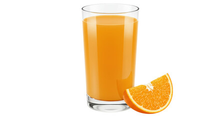 Isolated Glass of Orange Juice with Orange Slice
