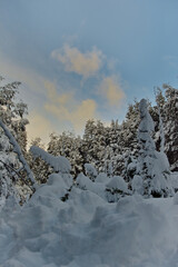 Snow landscape photography of the Llaima volcano in Chile