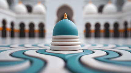 Teal and White Dome in a Mosque Setting