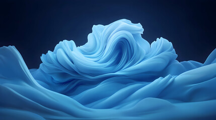 Abstract Blue 3D Wave Digital Art with Glowing Texture