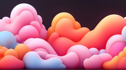 Abstract Pastel Cloudscape: Pink, Orange, and Blue Organic Shapes