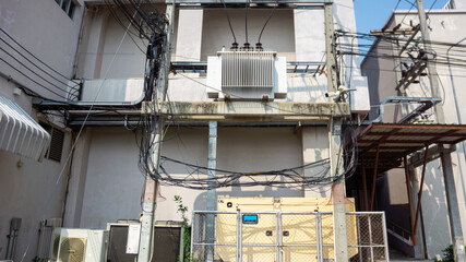 Urban Building with Power Cables and Air Units