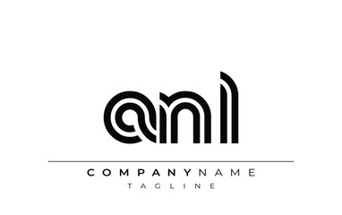 ANL Creative Unique Modern Letter Logo Design. Stylized logo featuring a unique letter design, presenting abstract minimalist aesthetics and modern appeal