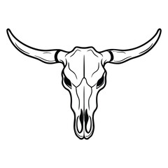 Longhorn Bull skull dead icon outline vector