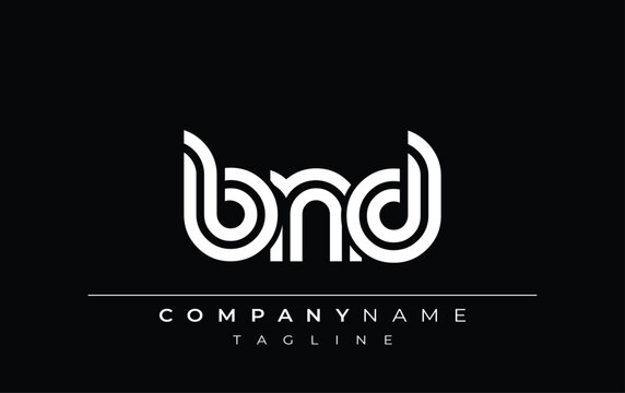 BND Creative Unique Modern Letter Logo Design. Stylized logo featuring a unique letter design, presenting abstract minimalist aesthetics and modern appeal