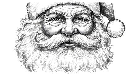 Obraz premium Santa Claus Face Detailed Sketch