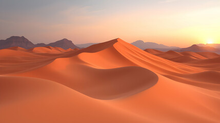 Orange Sand Dunes at Sunset in Desert Landscape