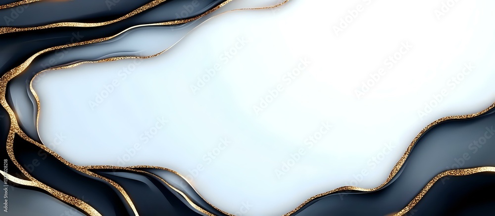 Aufkleber luxurious navy blue and white marble effect with golden veined lines creating an elegant abstract pa