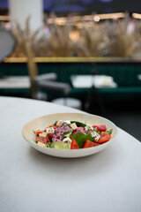 Fresh Greek Salad with Feta and Vegetables