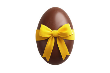 Easter chocolate egg with a gift bow. transparent background