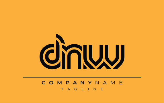 DNW Creative Unique Modern Letter Logo Design. Stylized logo featuring a unique letter design, presenting abstract minimalist aesthetics and modern appeal