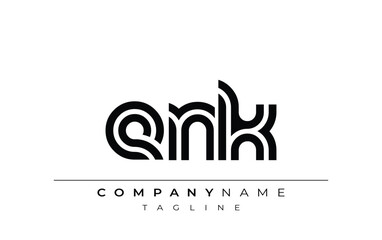 ENK Creative Unique Modern Letter Logo Design. Stylized logo featuring a unique letter design, presenting abstract minimalist aesthetics and modern appeal