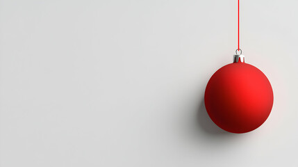 Red Christmas Ornament Hanging on White Background