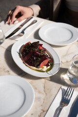 Beet starter on a table