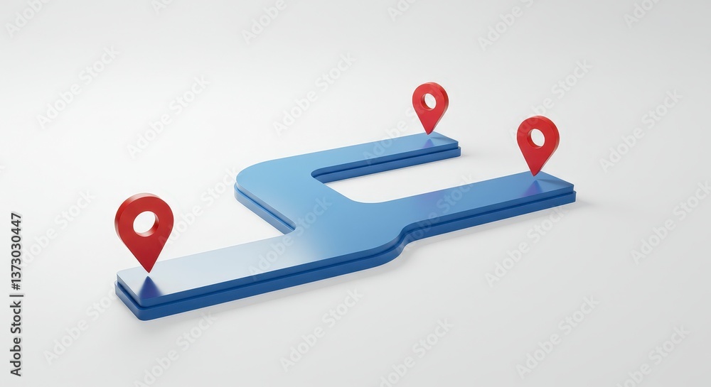 Aufkleber route with red pin markers displaying path or navigation options
