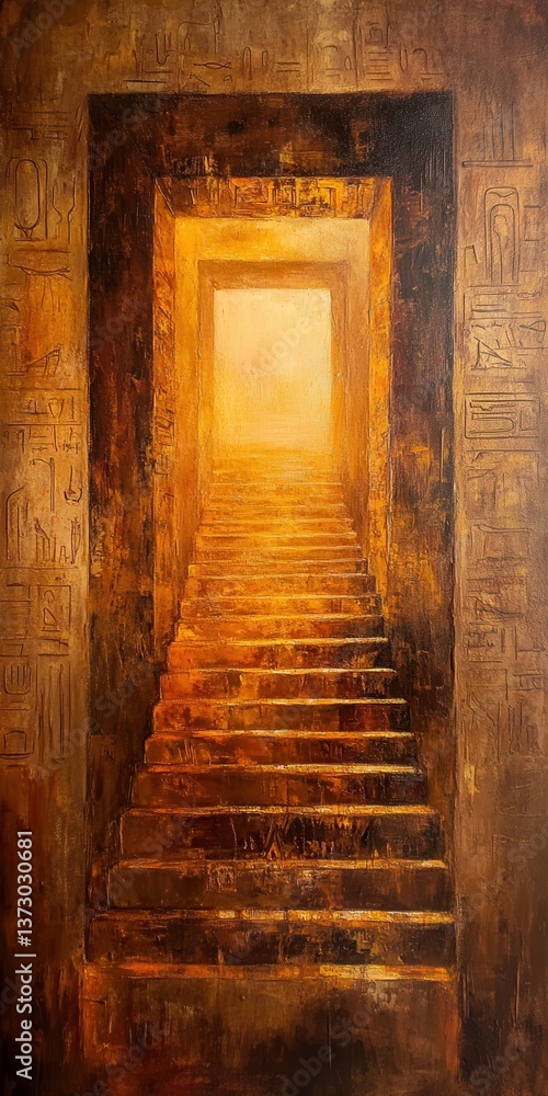 Poster path to enlightenment: an ancient pathway of stone steps, beckoning towards a brilliant source of li