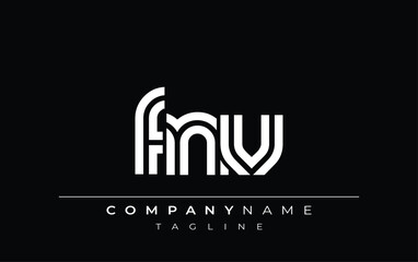 Obraz premium FNV Creative Unique Modern Letter Logo Design. Stylized logo featuring a unique letter design, presenting abstract minimalist aesthetics and modern appeal