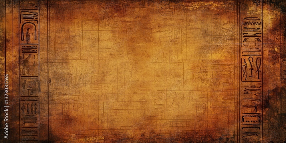 Poster ancient papyrus: an aged papyrus scroll, steeped in the whispers of an age, features a weathered, ti