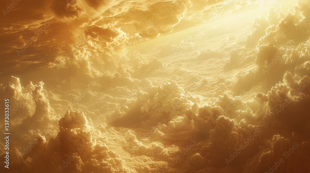 Poster panoramic view of swirling clouds on mars showcasing its distinct red surface from orbit