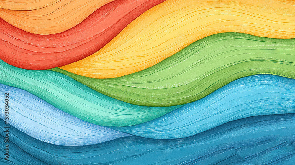 Poster close-up of multi-colored background with wavy lines at the bottom