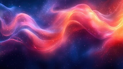 Abstract Cosmic Waves in Vibrant Colors of Pink and Blue