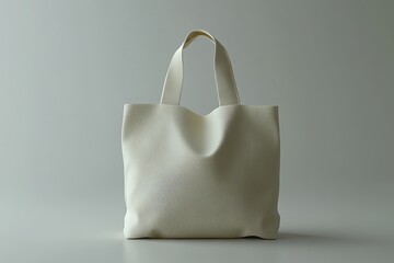 Isolated mock-up of a white cotton eco bag, displayed on a white background