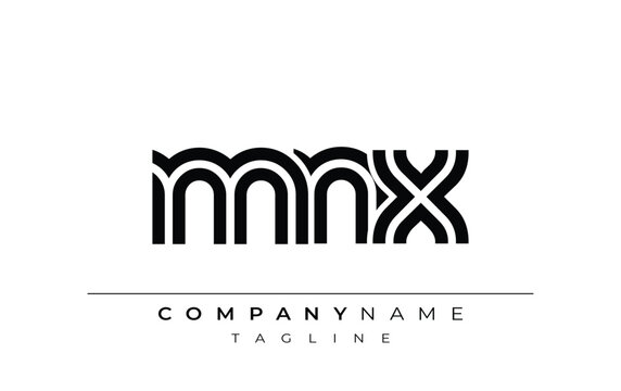 MNX Creative Unique Modern Letter Logo Design. Stylized logo featuring a unique letter design, presenting abstract minimalist aesthetics and modern appeal