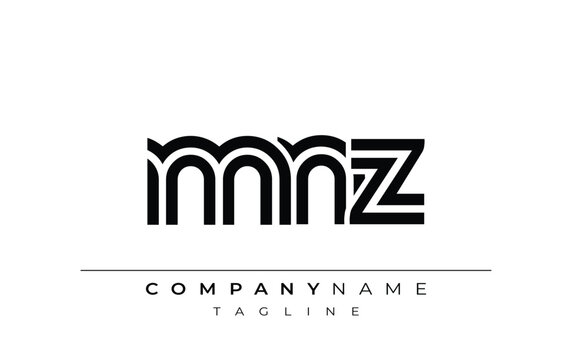 MNZ Creative Unique Modern Letter Logo Design. Stylized logo featuring a unique letter design, presenting abstract minimalist aesthetics and modern appeal