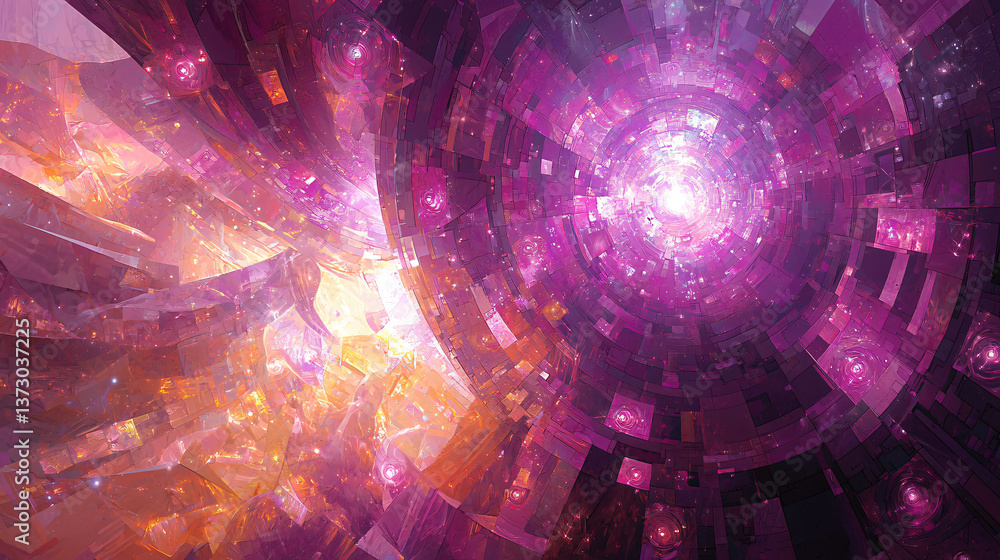 Poster a mesmerizing display of purple and orange abstract patterns creating an enigmatic background evokin