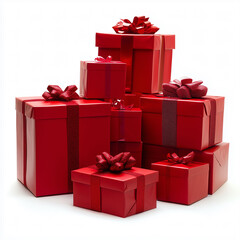 red gift box with ribbon isolated on white