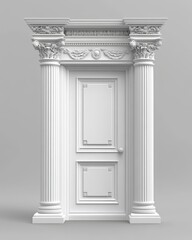 Fototapeta premium An ancient door with a classic white frame, set against a transparent background
