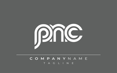 PNC Creative Unique Modern Letter Logo Design. Stylized logo featuring a unique letter design, presenting abstract minimalist aesthetics and modern appeal