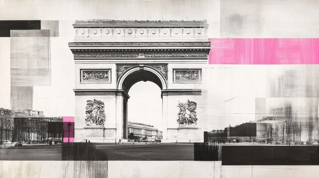 Collage of the Arc de Triomphe in Paris France