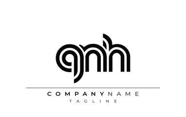 QNH Creative Unique Modern Letter Logo Design. Stylized logo featuring a unique letter design, presenting abstract minimalist aesthetics and modern appeal