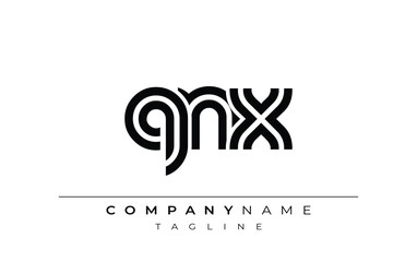 QNX Creative Unique Modern Letter Logo Design. Stylized logo featuring a unique letter design, presenting abstract minimalist aesthetics and modern appeal