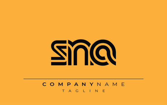 SNA Creative Unique Modern Letter Logo Design. Stylized logo featuring a unique letter design, presenting abstract minimalist aesthetics and modern appeal