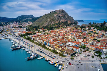 Fototapeta premium Aerial view of Nafplion town in the Peloponnese, Greece