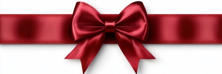 A genuine red bow with horizontal ribbons, isolated on white. Great for adorning gifts
