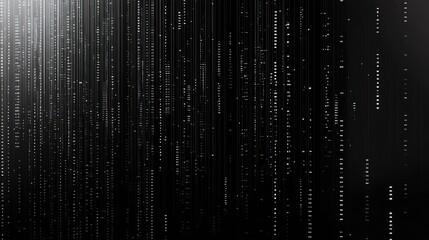 White digital rain cascading down a black background.