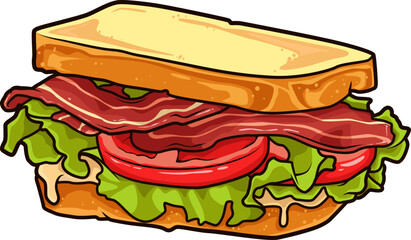 Knuspriges BLT Sandwich mit Speck, Salat und Tomaten zwischen zwei Toastscheiben – klassisch und lecker.
