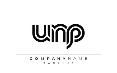 UNP Creative Unique Modern Letter Logo Design. Stylized logo featuring a unique letter design, presenting abstract minimalist aesthetics and modern appeal