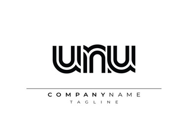 UNU Creative Unique Modern Letter Logo Design. Stylized logo featuring a unique letter design, presenting abstract minimalist aesthetics and modern appeal