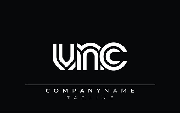 VNC Creative Unique Modern Letter Logo Design. Stylized logo featuring a unique letter design, presenting abstract minimalist aesthetics and modern appeal