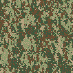 Military Digital Camouflage Seamless Pattern. Pixel Army Camo