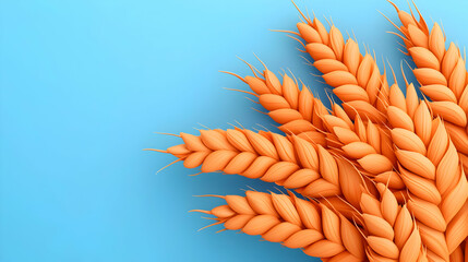 Orange Wheat Stalks on a Blue Background