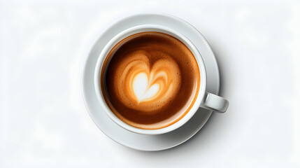 Overhead View of a Coffee Cup with Heart-Shaped Latte Art