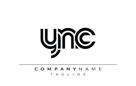 YNC Creative Unique Modern Letter Logo Design. Stylized logo featuring a unique letter design, presenting abstract minimalist aesthetics and modern appeal