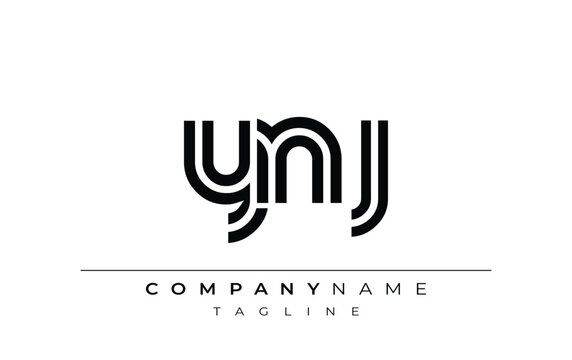 YNJ Creative Unique Modern Letter Logo Design. Stylized logo featuring a unique letter design, presenting abstract minimalist aesthetics and modern appeal